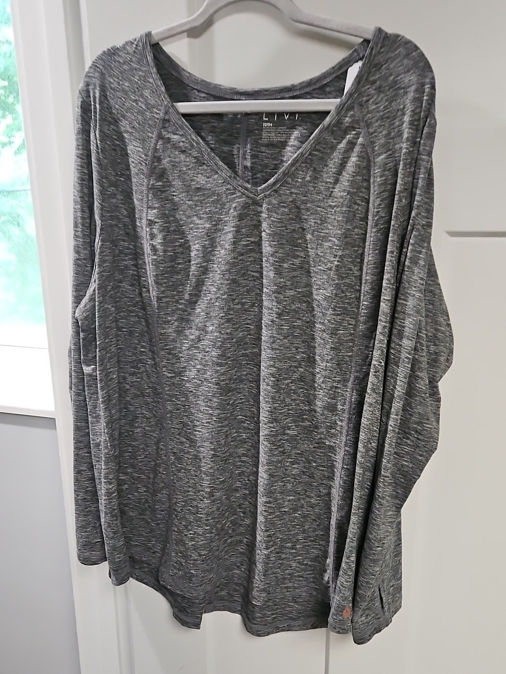 Livi Active Heather Gray V-Neck Long Sleeve Top